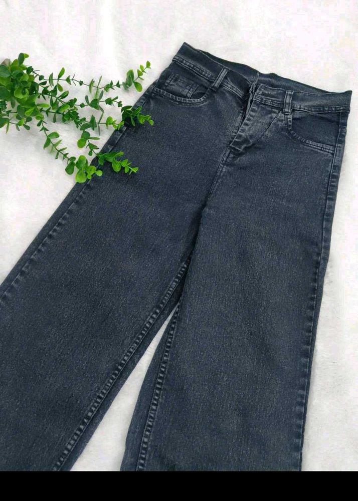Charcoal black wide leg jeans