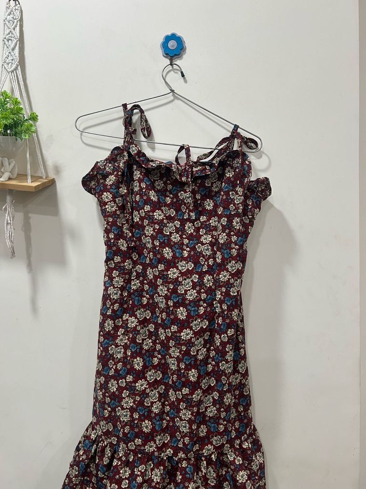 Floral Cold Shoulder Mini Dress