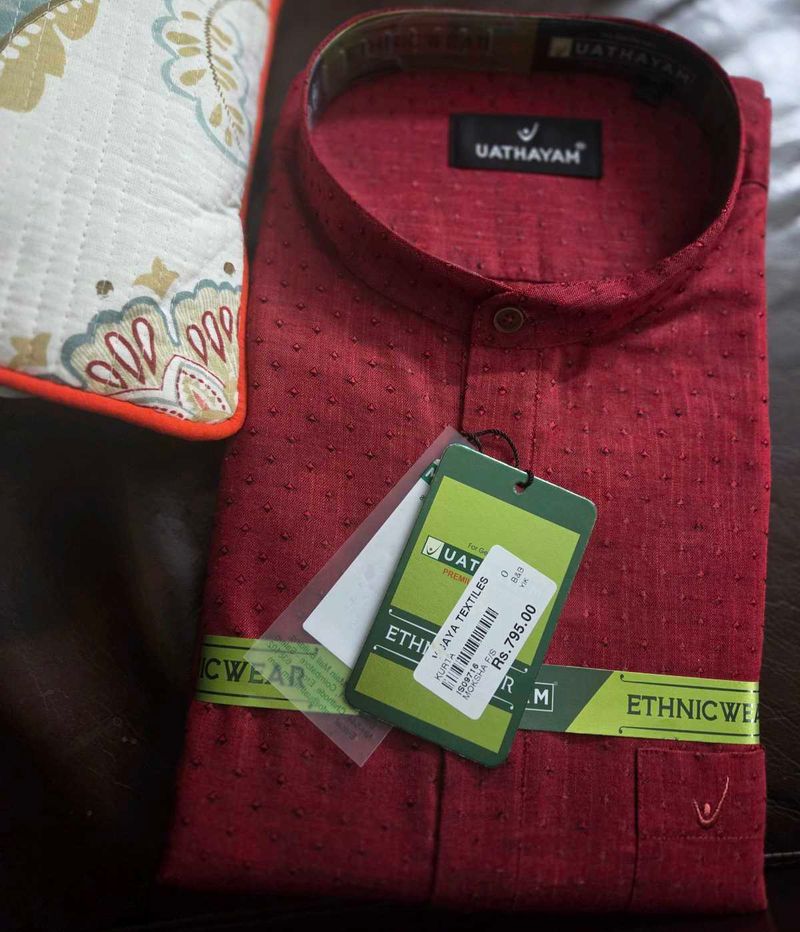 Men's Maroon Ethnic Kurta/Shirt