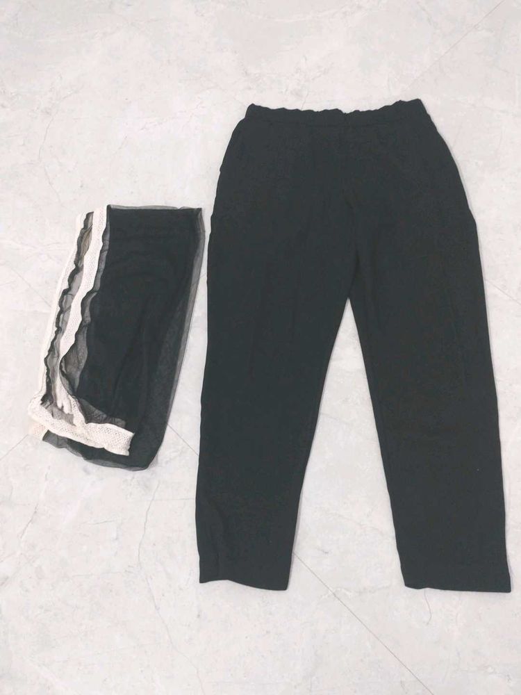 Black Palazzo Pants with Dupatta