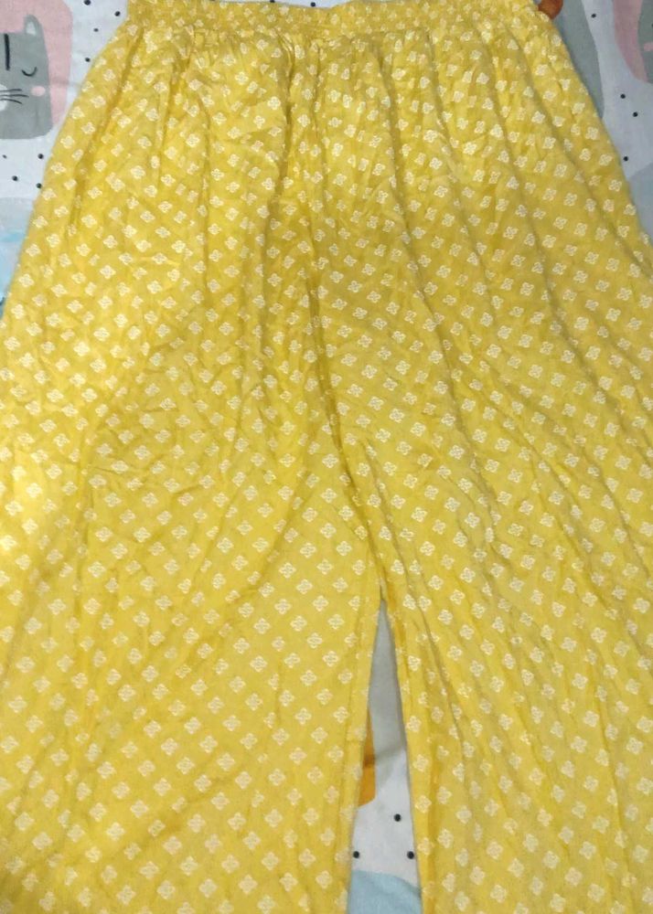 Vibrant Yellow Printed Palazzo Pants