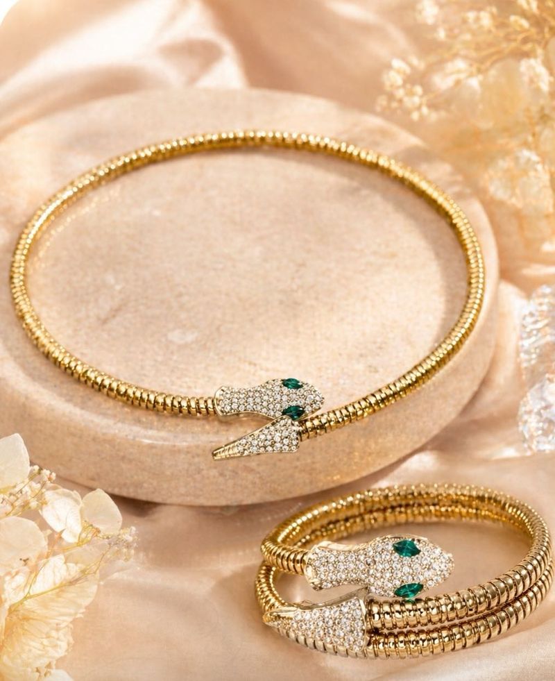 Luxe Emerald Serpent Jewelry Set