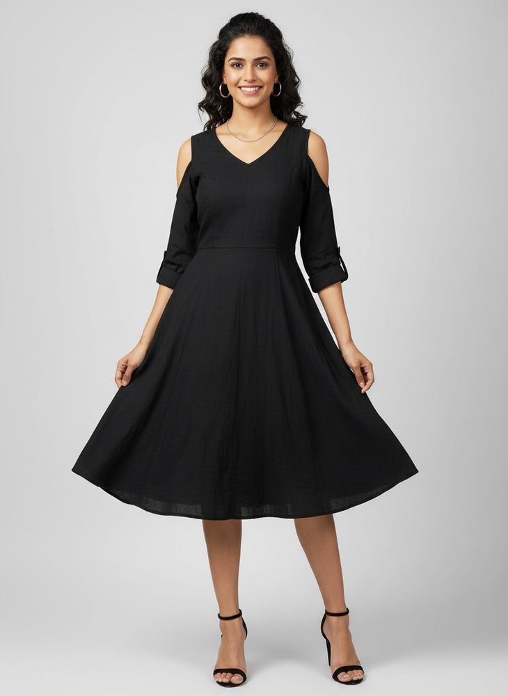 Chic Black Cold Shoulder Dress