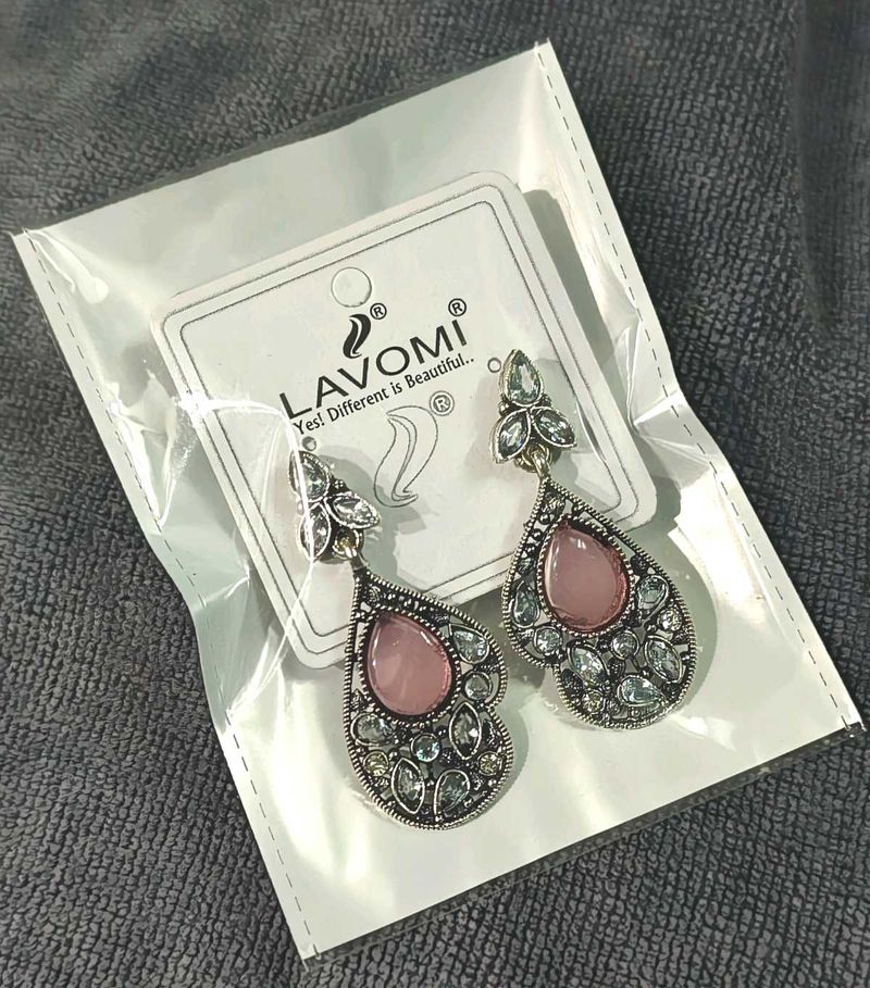 Drop Earrings - Silver &amp; Pink 🩷