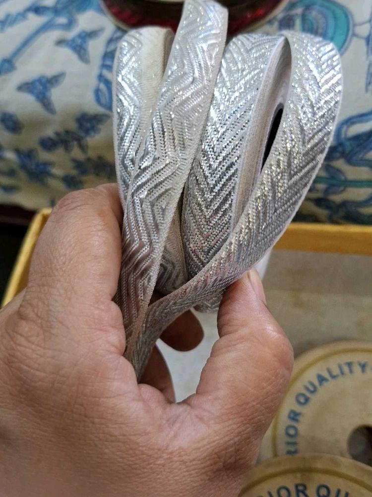 combo of Silver Chevron Ribbon Trim