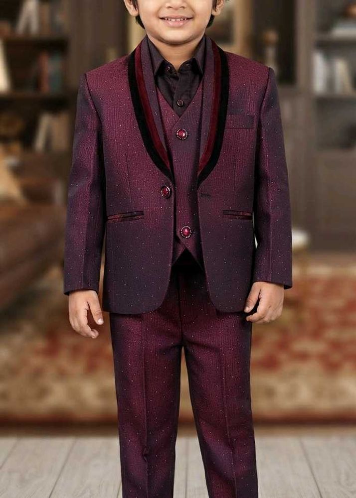 Boys Burgundy  Suit Set