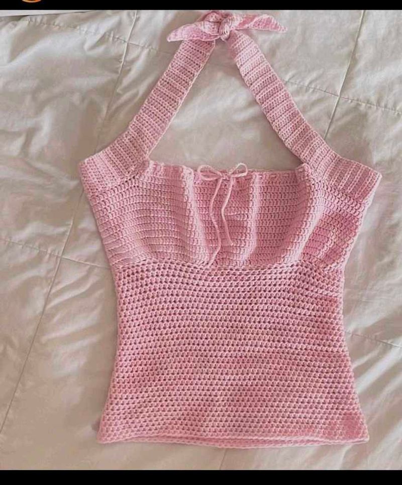 Pink Crochet Halter Top