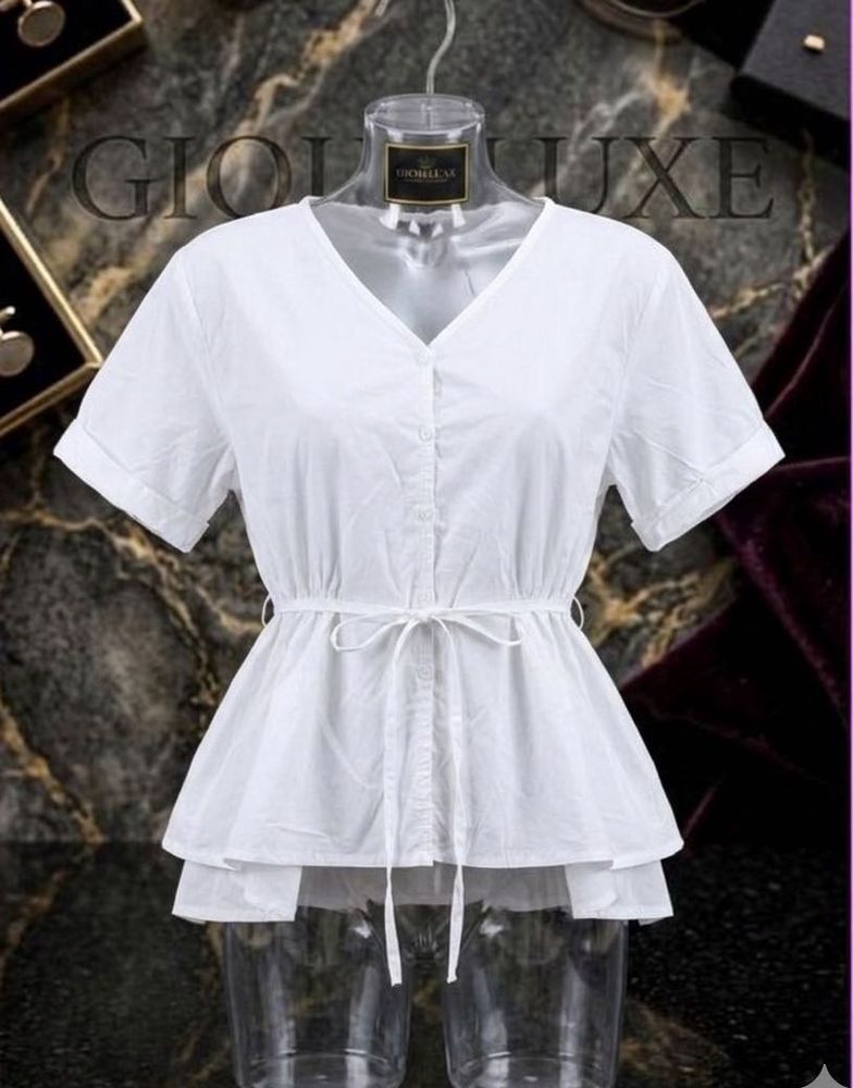 white cotton peplum top✨💗