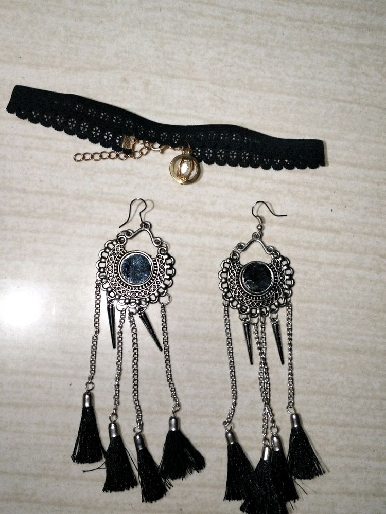 Combo Of Neck Band And Earings