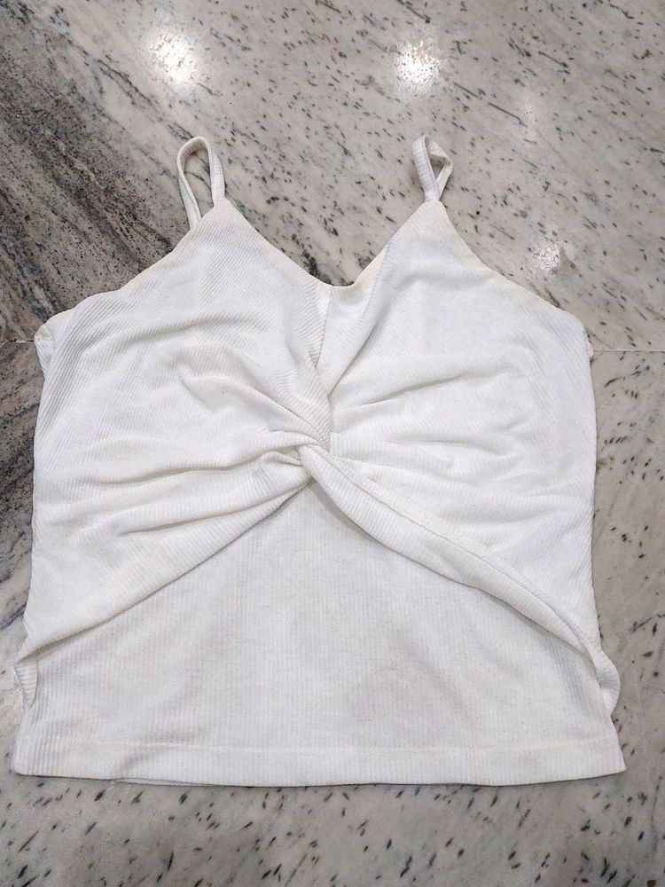 White Twisted Strap Tank Top