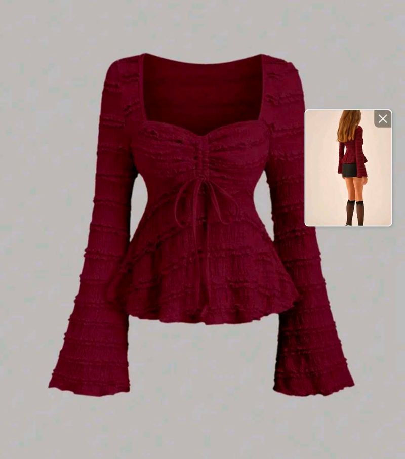 Chic Ruched Bell Sleeve Top