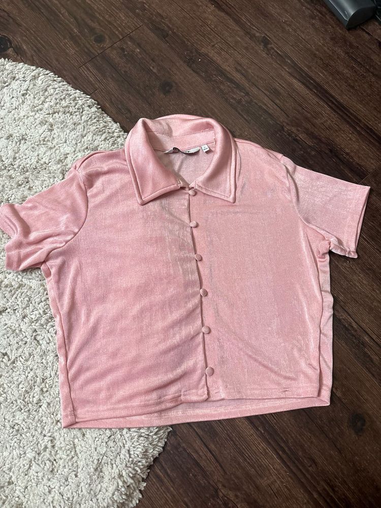 Chic Pink  Button-Up Top