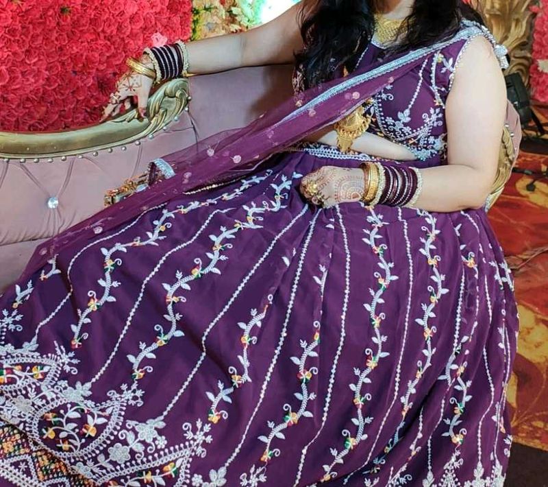 Beautiful Partywear Purple Lehnga