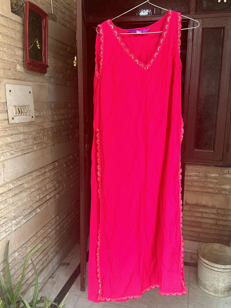 Libas High Slit Sequin Straight Kurta Set