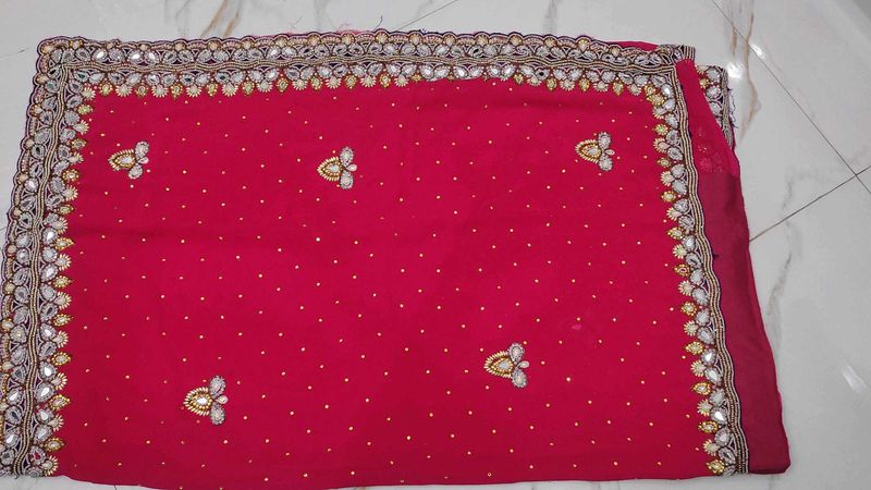 Stunning Embroidered Pink Saree