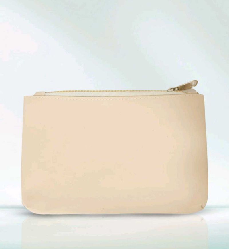 Leather travel pouch :- Cream Beige