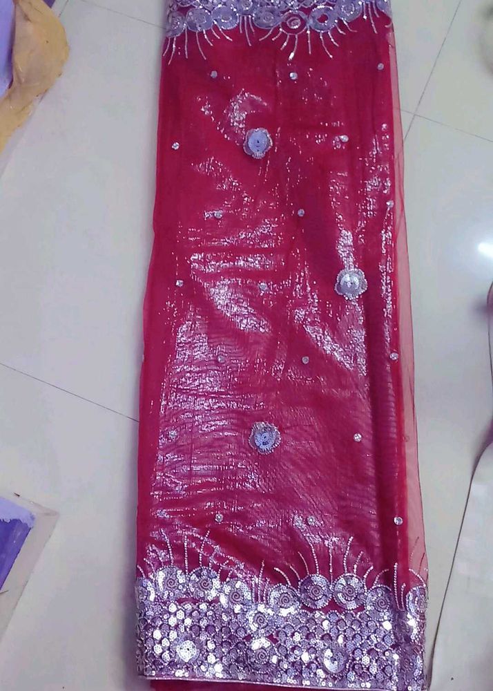 One day offer  Sparkling Red Net Fabric