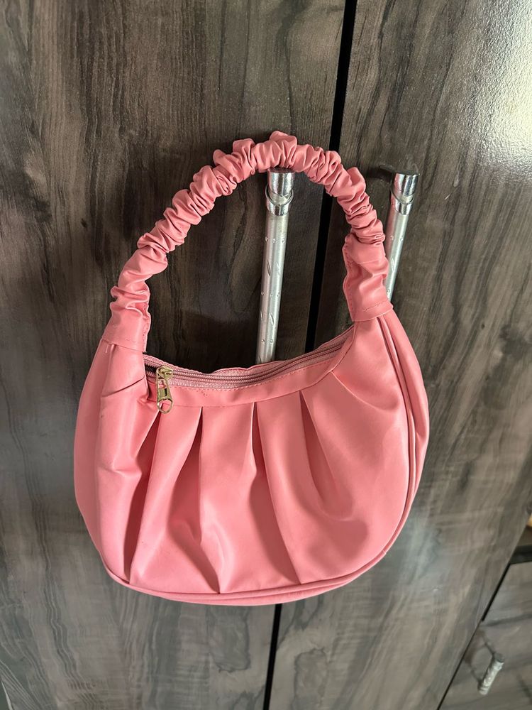 Cute Pink Ruched Handle/shoulder Bag