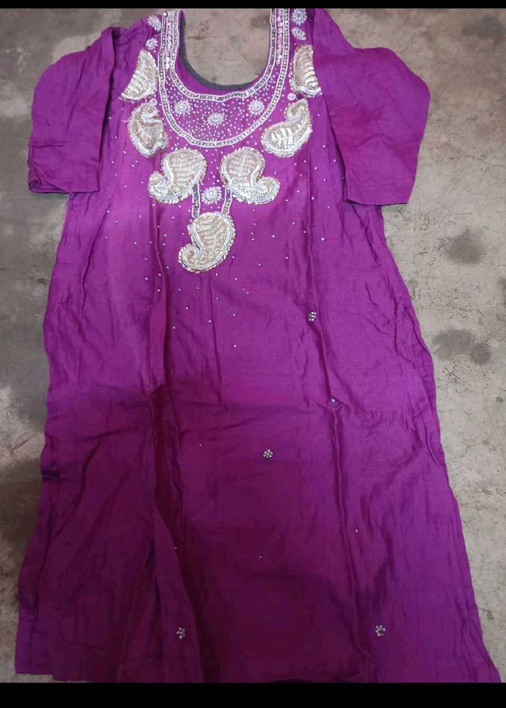 Embroidered Purple Kurti