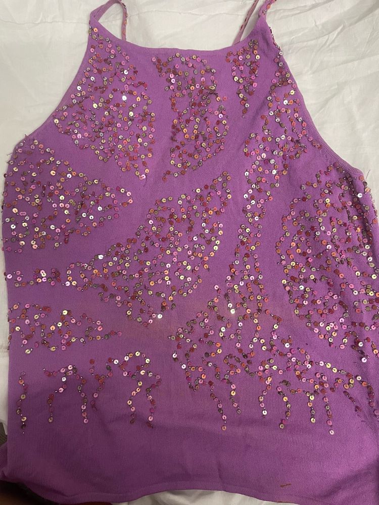 Sparkly Lavender Halter Top