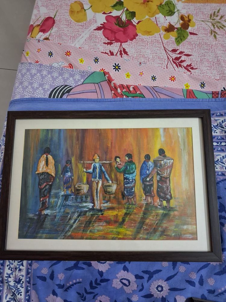 Hand painted Framed Folk Art Painting