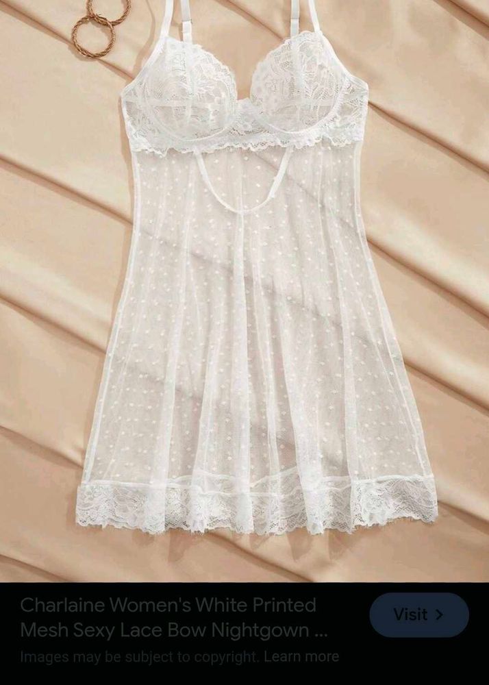 White Mesh Lace Nightgown with brief 👍