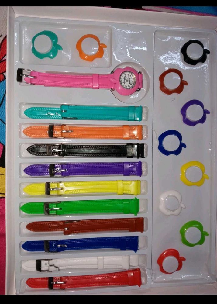 Colorful Watch Set with Interchangeable Bands