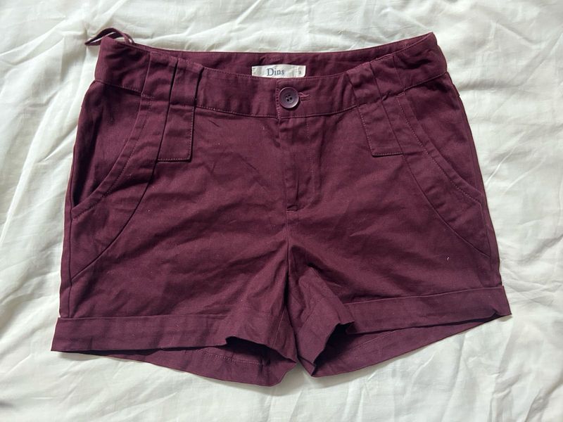 Maroon Cuffed Shorts