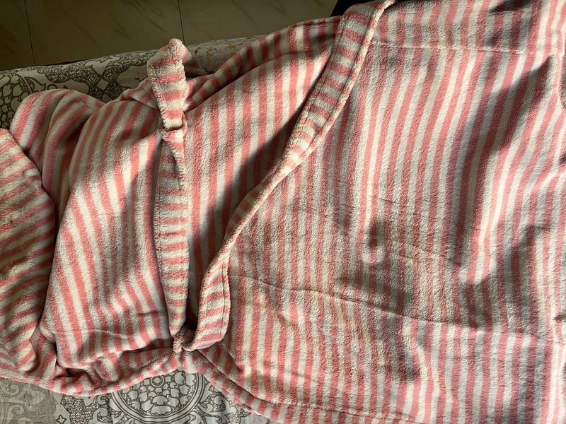 pink and white cozy morning gown