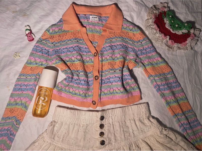 Colorful Crochet Knit Cardigan