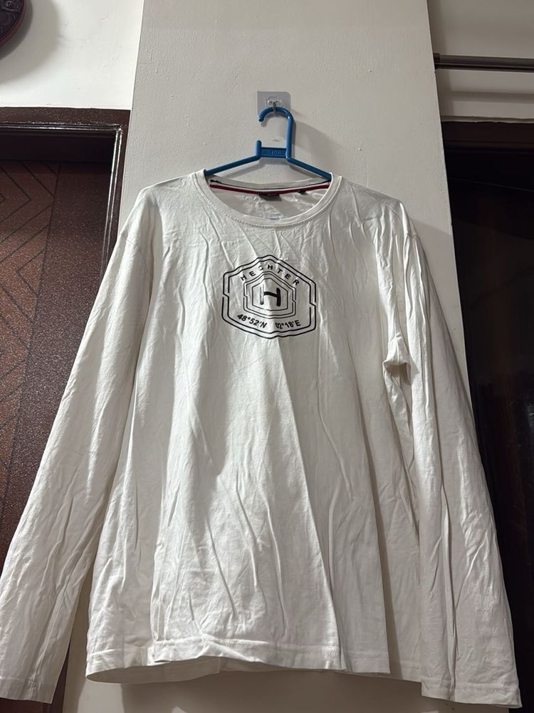 Men's White Long Sleeve Graphic T-Shirt