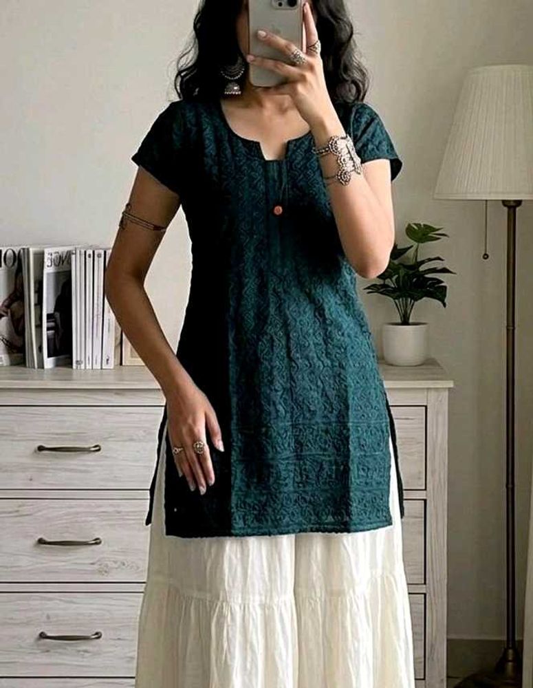 Black embroidery chikankari short Kurti