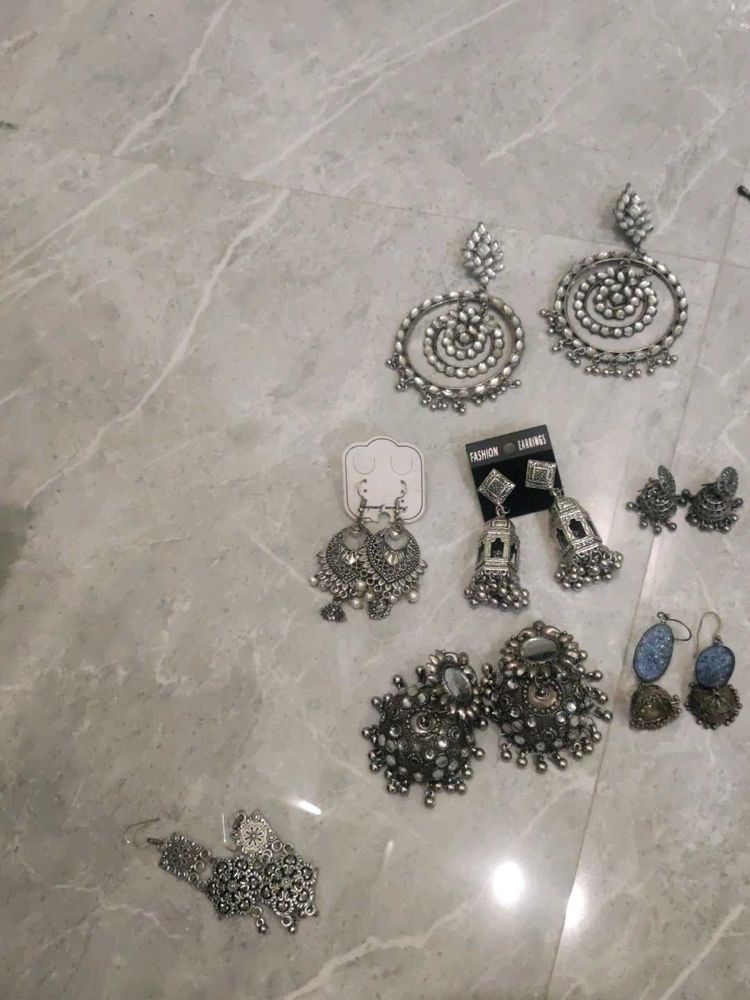 Bohemian Oxidized Silver Jhumka Earrings