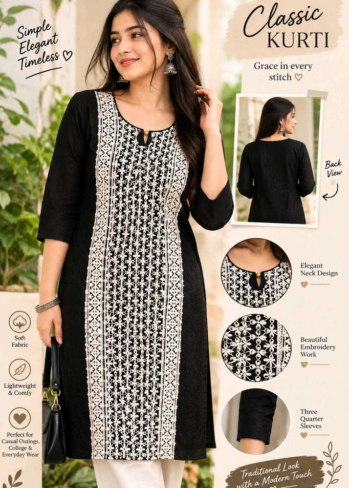 Classic Black Embroidered Kurta