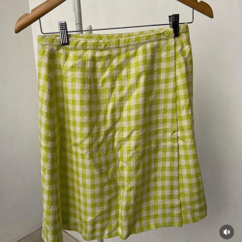 Green checkered wrap around Skirt