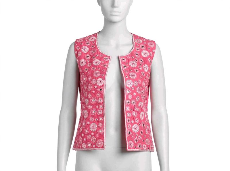 Embellished Pink Sleeveless Jacket