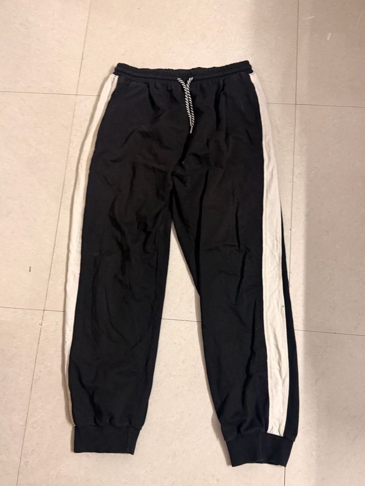 Black Joggers with White Stripes