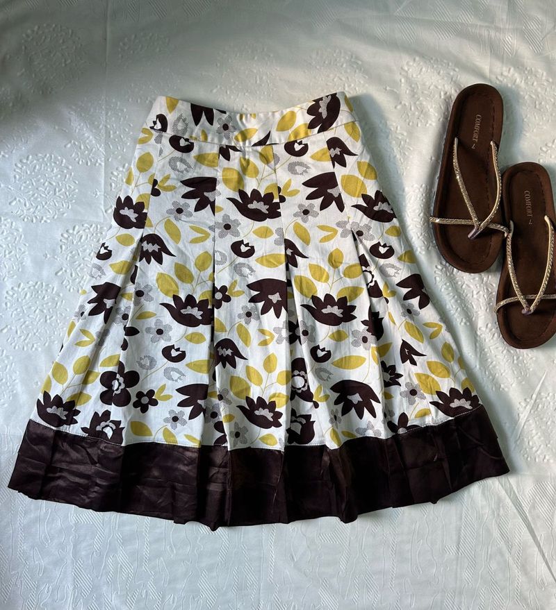 Chic Floral Print A-Line Skirt