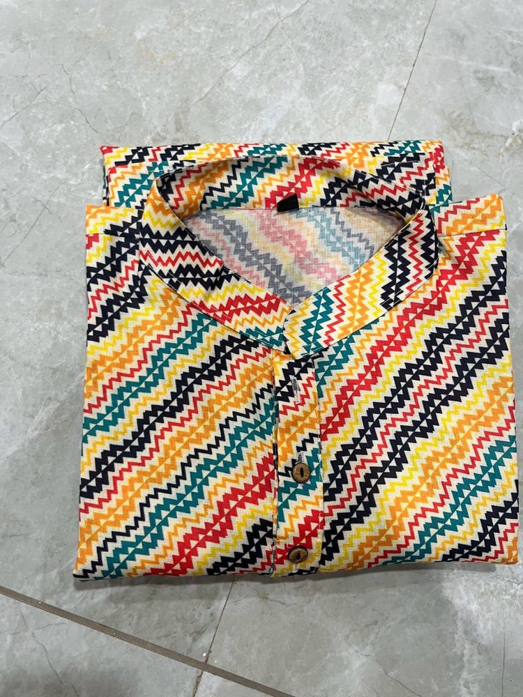 Vibrant Zigzag Print Kurta