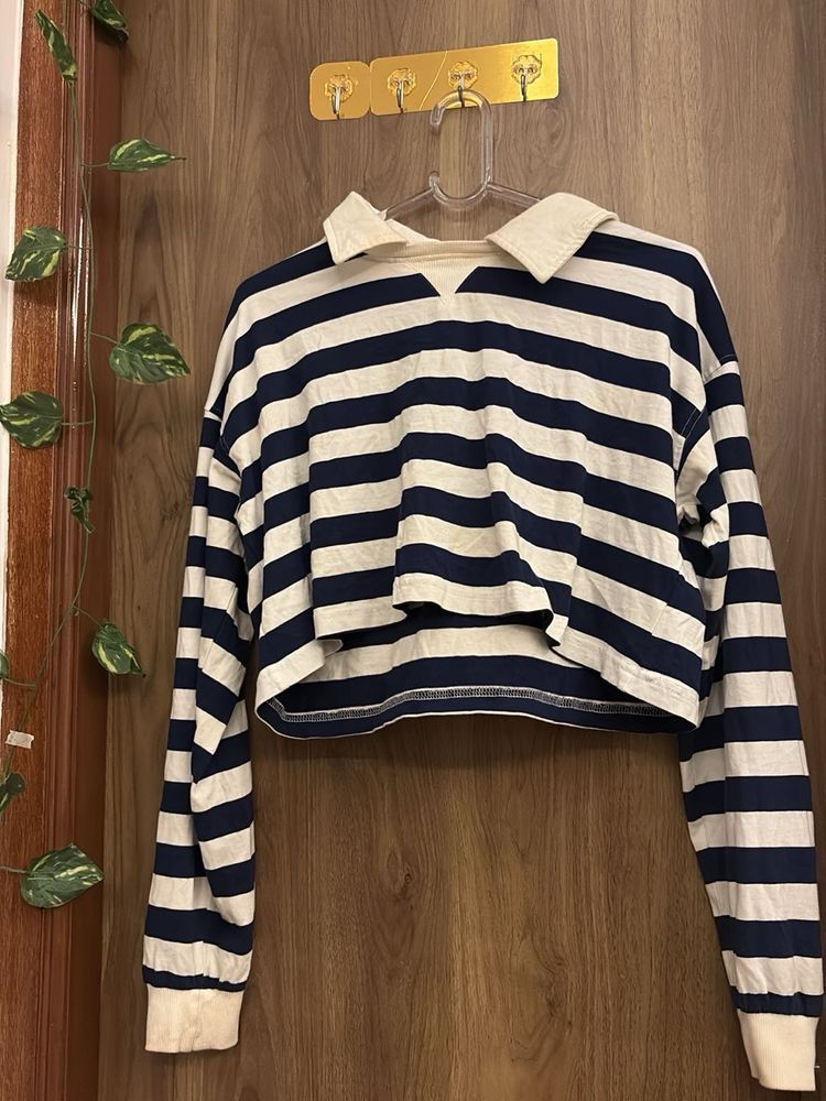 Striped Cropped Rugby Shirt