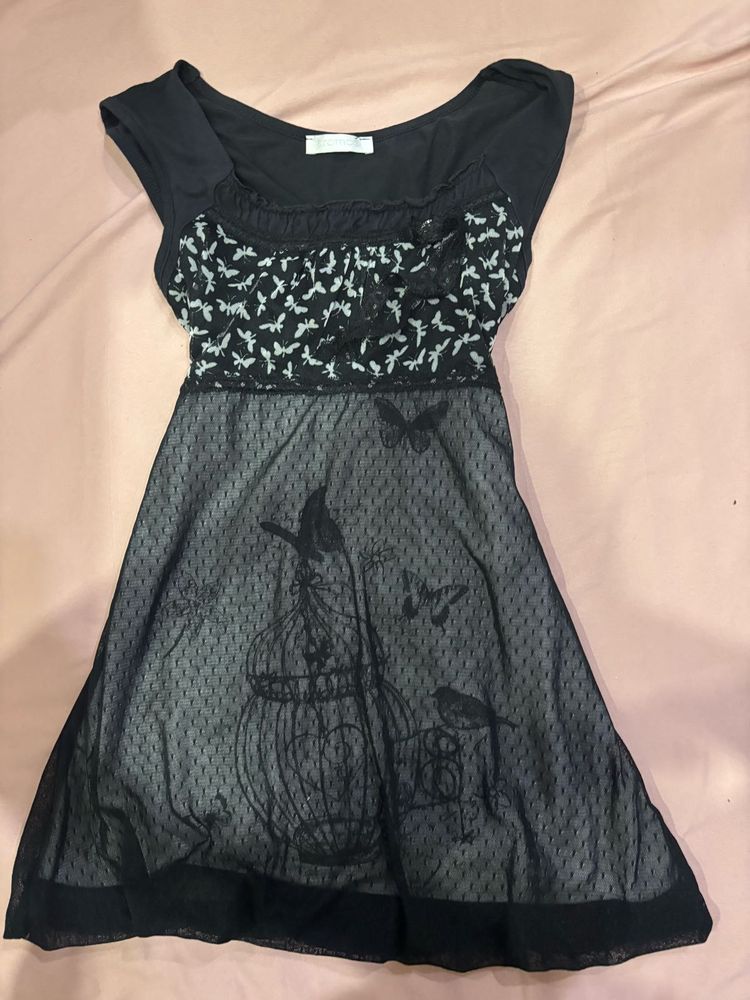 Gothic y2k Black Lace Birdcage dress/Top