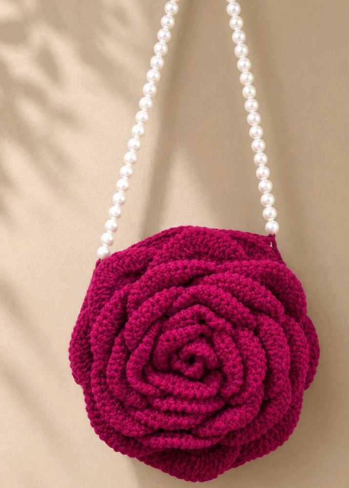 Handmade Rose Clutch with Pearl Strap