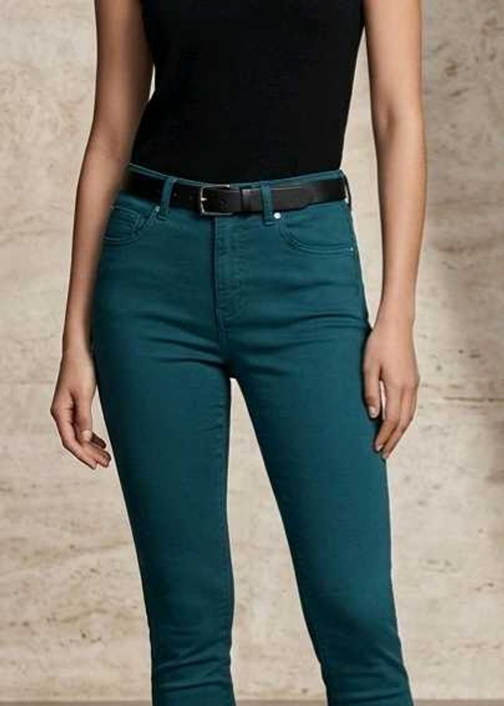 Teal Skinny Fit Cotton Pant