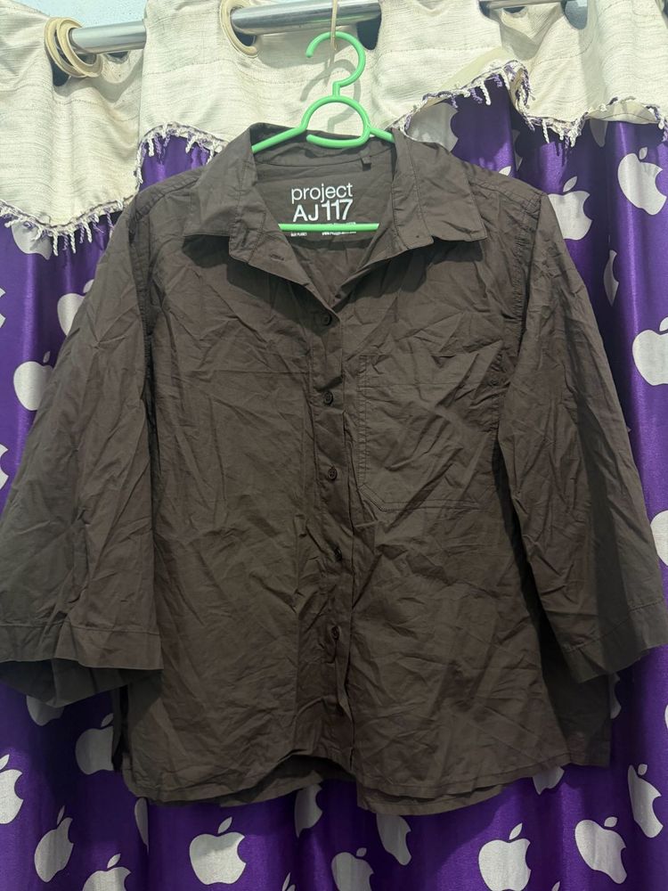 Project AJ 117 Brown Button-Up Shirt