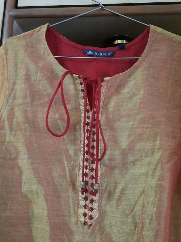 Beautiful Shiny Golden Yellow Layered Kurta