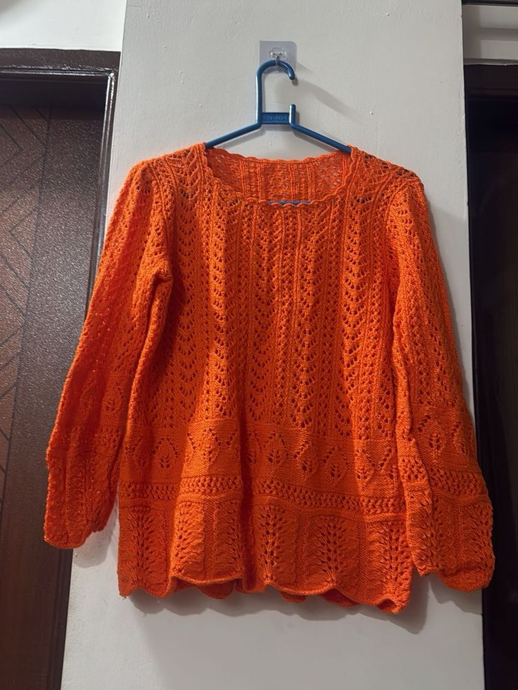 Vibrant Orange Knit Sweater
