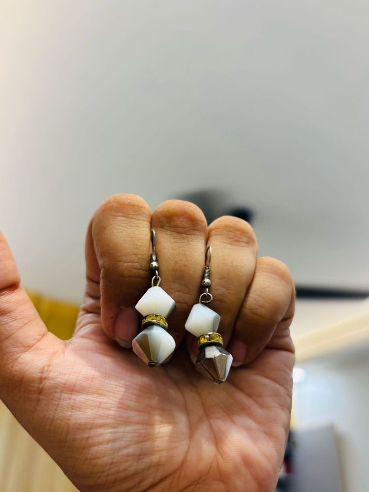 Stylish Beaded Drop Earrings - Unique Ivory