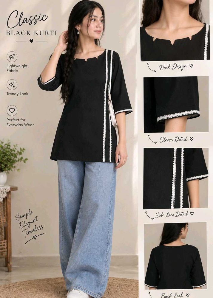 Classic Black Short Kurti