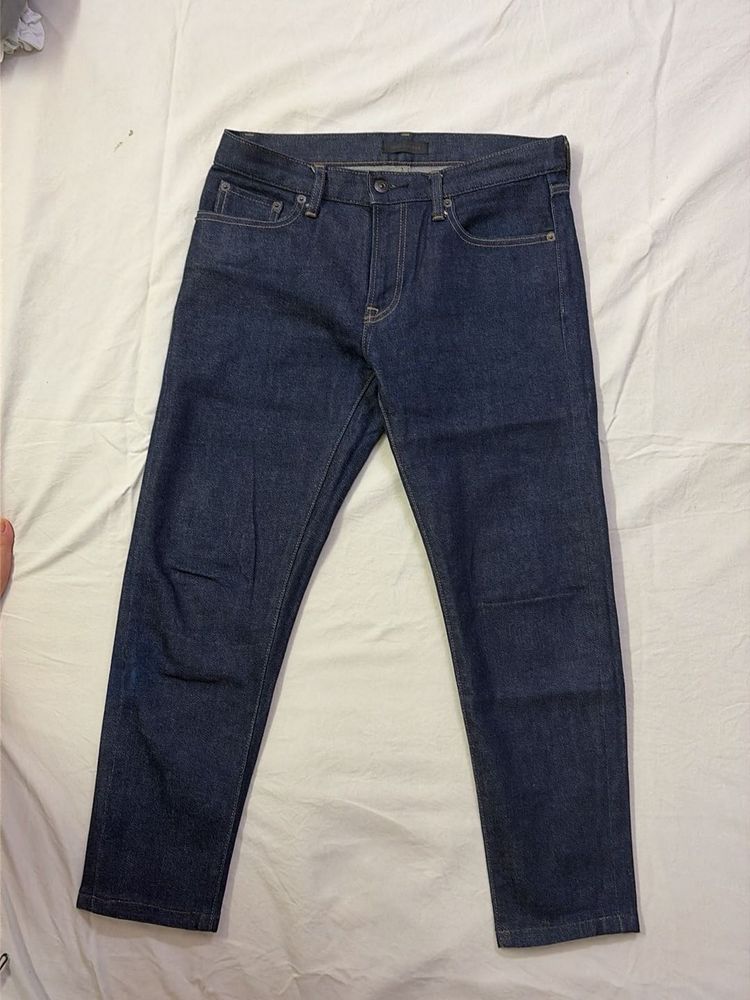 Uniqlo dark blue slim straight fit jeans pant