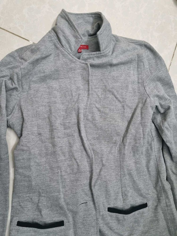 Women's Grey Casual Jacket